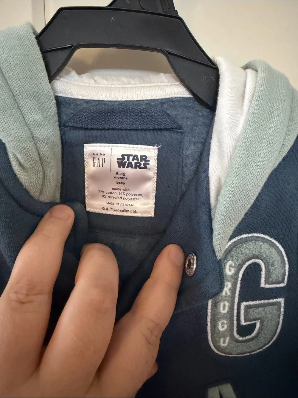 Baby Gap Star Wars Grogu Baby Yoda 3D Ear Hoodie Jacket 6-12M
